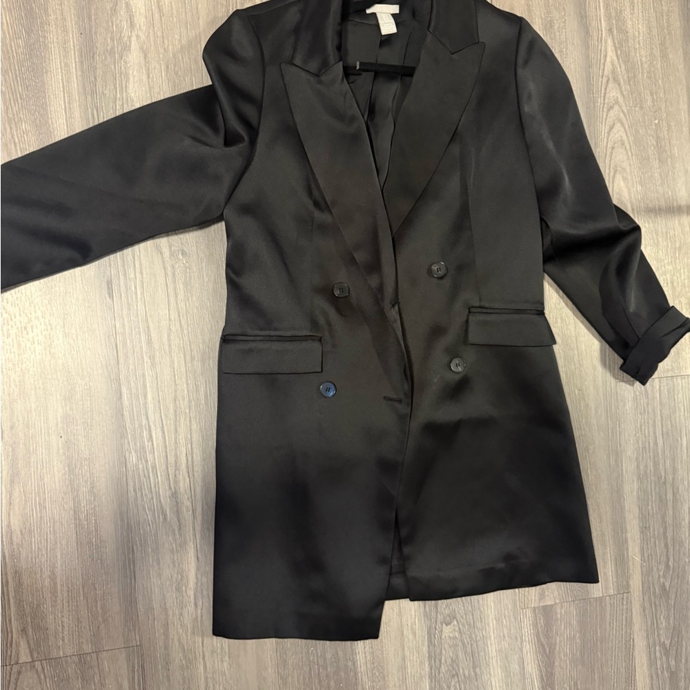 H&M Sleek Black Satin Blazer
